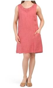 Lungo L'ARNO linen soutache neck dress